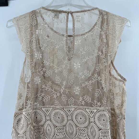 Sundance Faythe Dress Maxi Mesh Floral Long Sleeveless Petite Size PL $268 - Picture 11 of 14